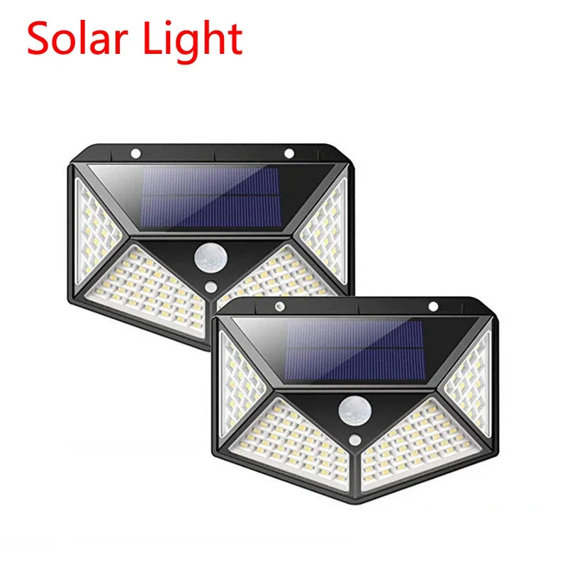 100 LED Solar Wall Lights Outdoor Solar Lamp Waterproof Motion Sensor Solar Powered Sunlight Street Light for Garden Decoration